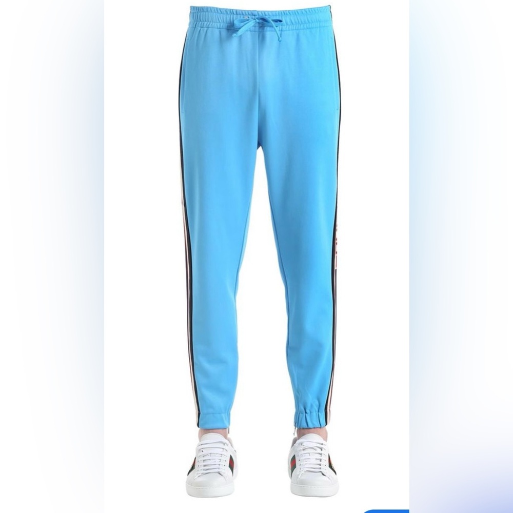 Gucci Light Blue Joggers with Stripe Detail